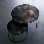 20700 Bronze Heavy Aged Mirror Round Nesting coffee table Set_1