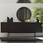 ethnicraft_10051_roller_max_black_sideboard_224cm_20645_layered_clay_wall_art_84cm_21723_dark_chocolate_kilim_rug