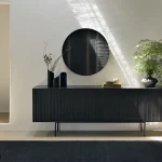 ethnicraft_10051_roller_max_black_sideboard_224cm_20645_layered_clay_wall_art_84cm_21723_dark_chocolate_kilim_rug_1