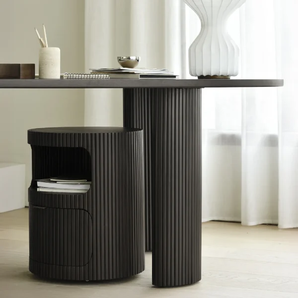 35014_Boomerang_desk_mahogany_dark_brown_pebble_shape_35015_Boomerang_drawer_unit_web