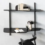 35062_PI wall-mounted desk - varnished mahogany - dark brown_51492_Bok_dining_chair_oak_black_29780_PI_book ends_2_WEB
