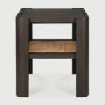 10766_Panel_side_table_varnished_teak_Dark_Brown_rattan_Roasted_front_HQ